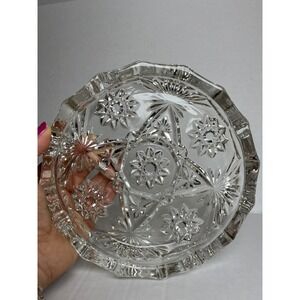 Vintage Anchor Hocking Clear Glass Ashtray Starburst Sunburst Round MCM Decor